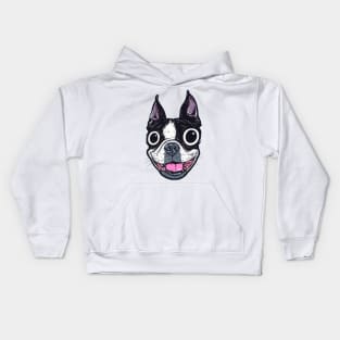 Boston Terrier Face Kids Hoodie